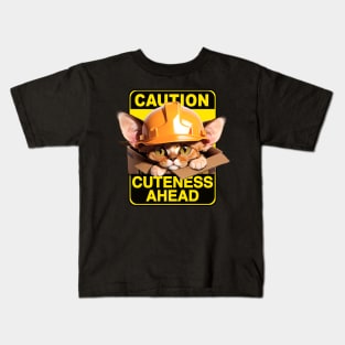 Devon Rex Cat Wearing Hardhat Kids T-Shirt